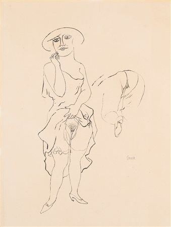 George Grosz (Berlino 1893 - 1959)  - Nudo con cappello, 1922