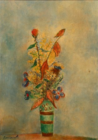 Giovanni Omiccioli (Roma 1901 - 1975)  - Fiori bleu e rossi