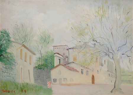 Umberto Lilloni (Milano 1898 - 1980)  - Sulle mura di Bergamo, 1939