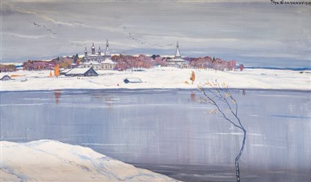 Ilya Glazunov (San Pietroburgo 1930 - Mosca 2017)  - Paesaggio innevato