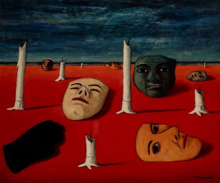 Fiorenzo Tomea (Zoppè di Cadore 1910 - Milano 1960)  - Candele e maschere, 1942