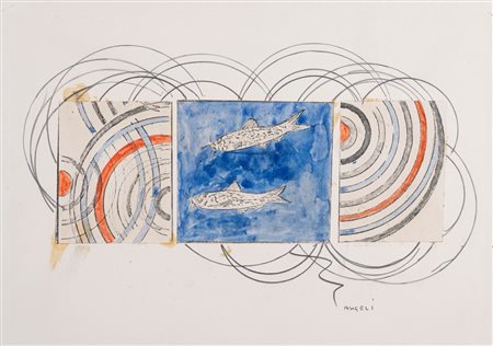 Franco Angeli (Roma 1935 - 1988)  - Acquario, 1985