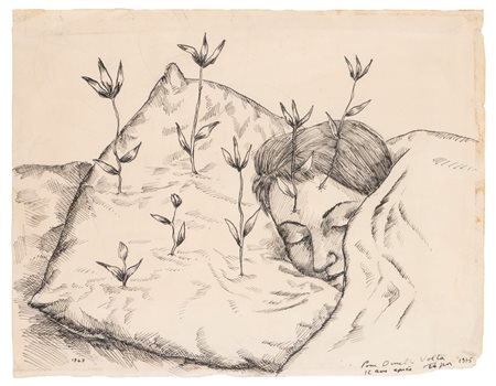 Roland Topor (Parigi 1938 - 1997)  - Donna sognante, 1963