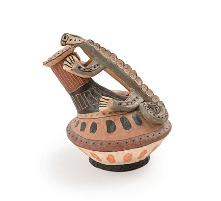 Cesare Siviglia (Sevilla 1918 - Roma 2003) Vaso in terracotta decorata a...