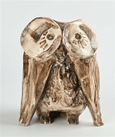 () Scultura in ceramica smaltata di Arienzo raffigurante Il Gufo cm h...