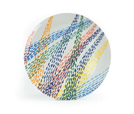 Piero Dorazio (Roma 1927 - Perugia 2005) Piatto in ceramica smaltata e...