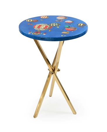 FORNASETTI () Tavolino decoro "Palloni" cm h 51,5x36 Ø Struttura in ottone,...
