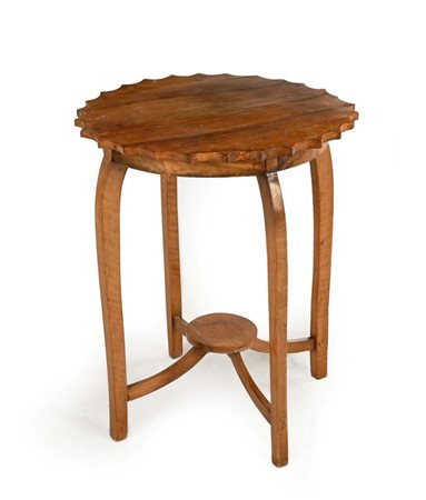 () Tavolino decò Legno e impiallacciatura in radica di noce cm h 55x45 Ø...