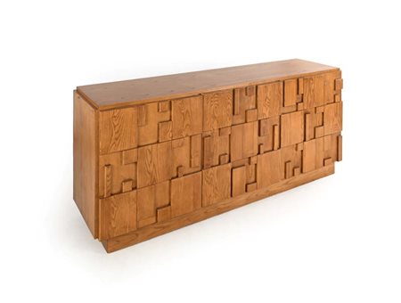 () Mobile credenza a tre ante cm h 82x50x190 Struttura in legno modellato a...