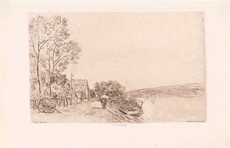Alfred Sisley (Parigi 1839 - Moret-sur-Loing 1899) Paysage Incisione cm...