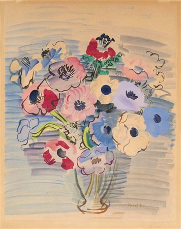 RAOUL DUFY (Le Havre 1877 - Forcalquier 1953) Anemones Litografia cm...