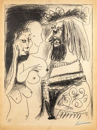Pablo Picasso (Malaga 25/10/1881 - Mougins 8/4/1973) Le Vieux Roi Litografia...