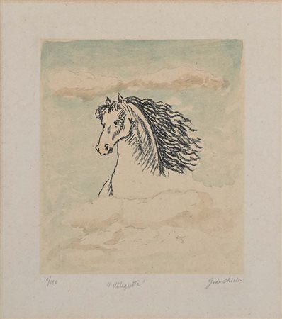 Giorgio De Chirico (Volo 1888 - Roma 1978) Allegretta Litografia cm 35x32 -...