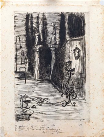 Domenico Gnoli (Roma 1933 - New York 1970) Paesaggio surreale Incisione cm...