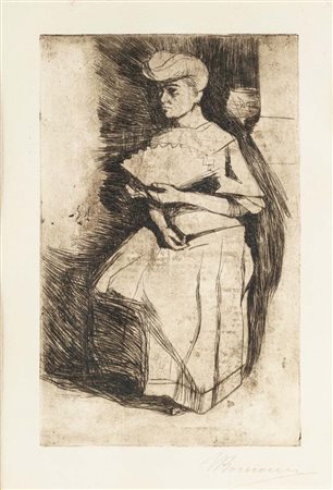 Umberto Boccioni (Reggio Calabria 1882 - Verona 1916) Signora con ventaglio...