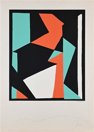 Giulio Turcato (Mantova 1912 - Roma 1995) Rosso, nero e bianco Serigrafia cm...