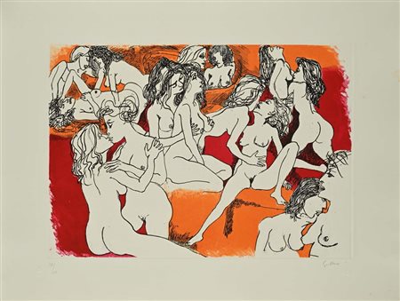 Renato Guttuso (Bagheria 1911 - Roma 1987) Fantasia Litografia cm 65x85 Firma...