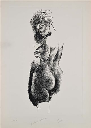 Renato Guttuso (Bagheria 1911 - Roma 1987) Nudo di donna in piedi Incisione...