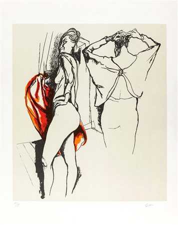 Renato Guttuso (Bagheria 1911 - Roma 1987) Donne che si svestono Litografia...