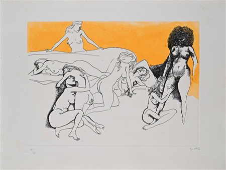 Renato Guttuso (Bagheria 1911 - Roma 1987) Fantasia Acquaforte/acquatinta cm...