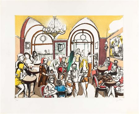 Renato Guttuso (Bagheria 1911 - Roma 1987) Il Caffè Greco Acquatinta su carta...