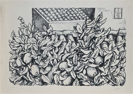 Renato Guttuso (Bagheria 1911 - Roma 1987) Limoni a Bagheria Litografia cm...