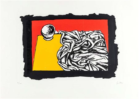 Renato Guttuso (Bagheria 1911 - Roma 1987) Natura morta con drappo Litografia...