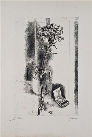 Renato Guttuso (Bagheria 1911 - Roma 1987) Veduta di interno con fiammiferi,...
