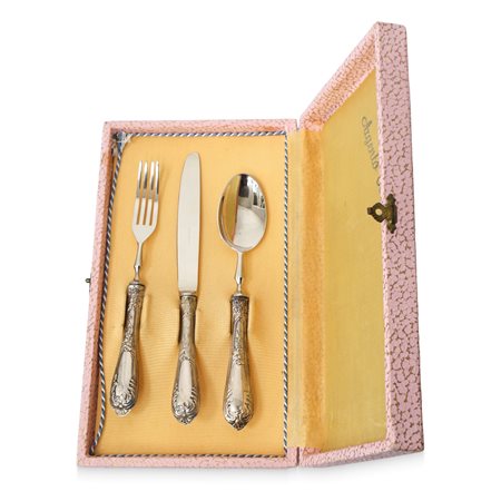 Set di posate da bambino in argento 800, gr 54