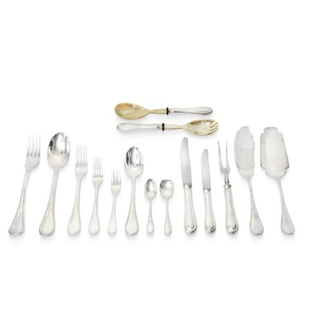 Servizio di posate da 12 in argento 800 (- 24 forchette gr. 1484 - 12 forchettine frutta gr. 502 - 12 cucchiai gr. 900 -
