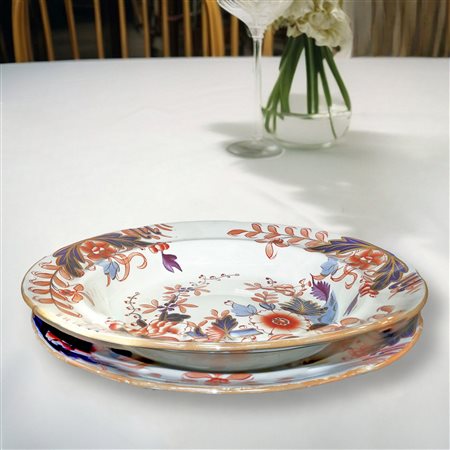 Davenport Longport Imari China - Servizio di piatti in porcellana Davenport con motivi floreali da 9, 19° secolo