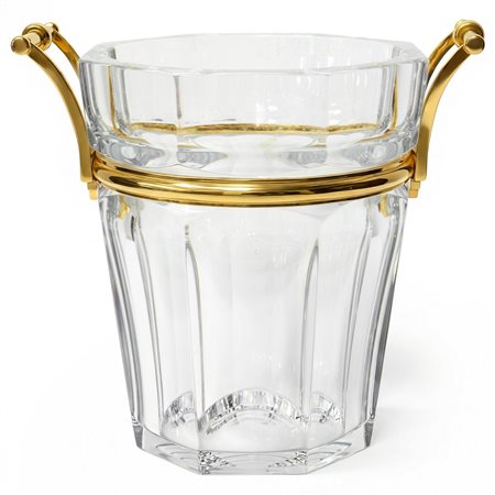 Baccarat France - SUAGLASS MANIFATTURA BACCARAT COLLEZIONE HARCOURT IN CRISTALLO TRASPARENTE E METALLO DORATO. Presenti 