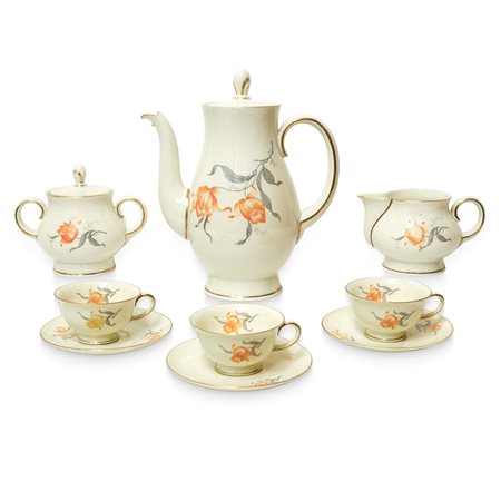 Rosenthal Group Germany - Servizio da caffè in porcellana color avorio e decoro floreale