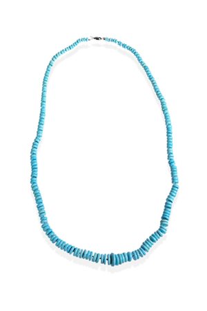 LUNGA COLLANA composta da dischi a scalare di turchese stabilizzato. Chiusura...