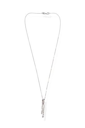 CATENA CON CIONDOLO in oro bianco con due frange pendenti in diamanti taglio...