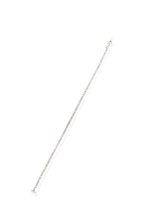 BRACCIALE in oro bianco, modello tennis, con diamanti taglio 8/8 per totali...