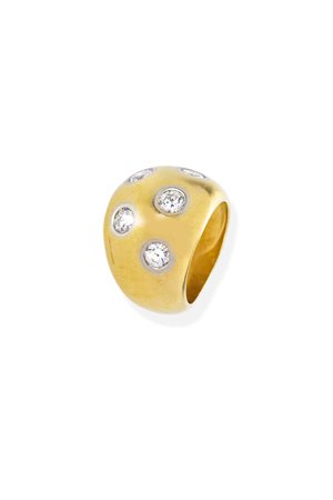 CHEVALIER in oro giallo, sommità bombata, con sei diamanti taglio brillante...