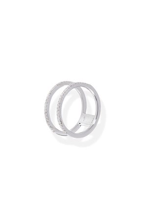 ANELLO in oro bianco, composto da due file di diamanti taglio brillante di...