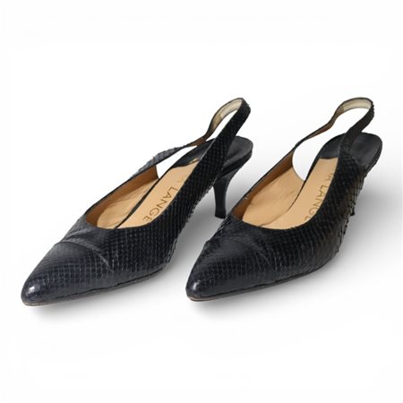 Décolleté slingback Rena Lange, in pelle effetto pitone sui toni del nero