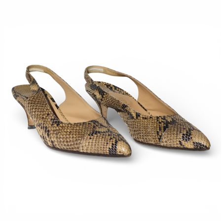 Décolleté slingback Rena Lange, in pelle effetto pitone sui toni marrone e beige