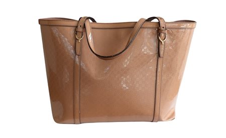 Borsa Gucci Nice Tote, in pelle Microguccissima verniciata color rosa cipria.