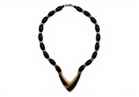 Collana Napier con perle nere e dettagli color oro