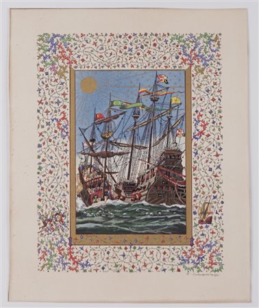 Jean Gradassi (Francia 1907 - 1989)  - Naufragio di galeoni