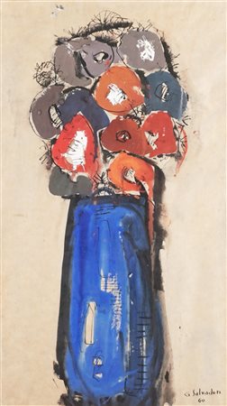 Giulio Salvadori (Mosio 1918 - 1999)  - Vaso con fiori, 1960