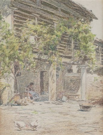 Enrico Intraina (Milano 1870 - 1945)  - Casa tipica della Valsassina