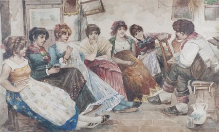 Anonimo di fine XIX secolo - Scena conviviale