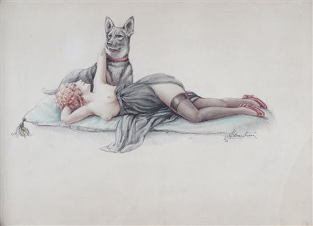 Marzio Cherubini (attivo inizio XIX)  - Nudo di fanciulla, 1920