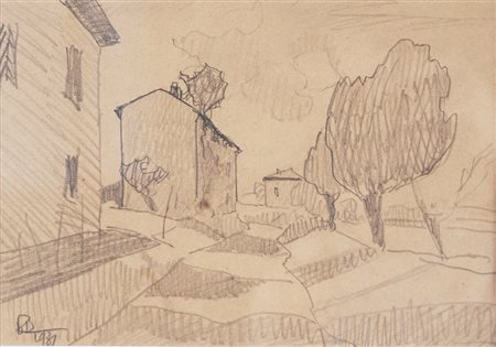 Domenico De Bernardi (Besozzo 1892 - 1963)  - Scorcio di paese, 1931