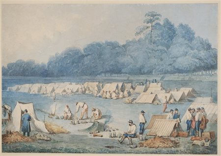 Giuseppe Moricci (Firenze 1806 - 1879)  - Accampamento di truppe Francesi