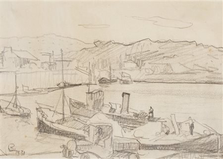 Domenico De Bernardi (Besozzo 1892 - 1963)  - Il porto, 1931
